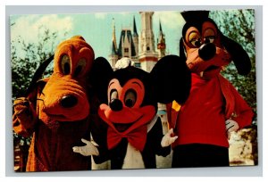Vintage 1960's Disney Postcard Mickey Goofy & Pluto Walt Disney World Orlando FL