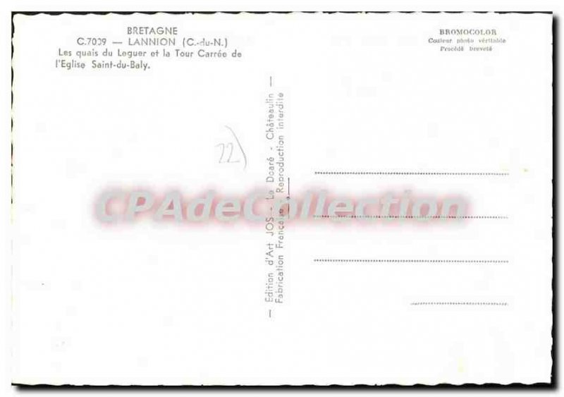 Modern Postcard Lannion docks Leguer church