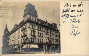 Toledo Ohio OH Hotel 1907 Used Real Photo Postcard