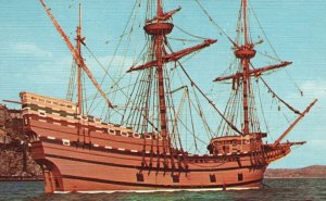 Vintage Postcard Mayflower II Built At Brixham Sailed Plymouth Massachusetts MA