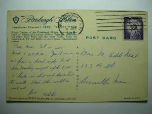 1962 King's Garden Restaurant At Hilton Pittsburgh PA Postcard y7536