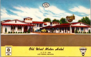 Linen Postcard Old West Motor Hotel South Fifth Street in Las Vegas, Nevada