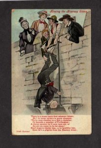 Irish Ireland Humour Comic Postcard Kissing the Blarney Stone Upside Down Man