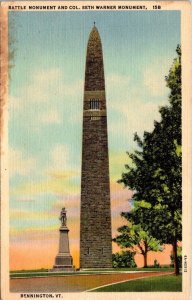 Vintage Vermont Postcard - Bennington - Col. Seth Warner Monument