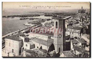 Old Postcard Marseille General View of the basins of Joliette and the Cathedr...