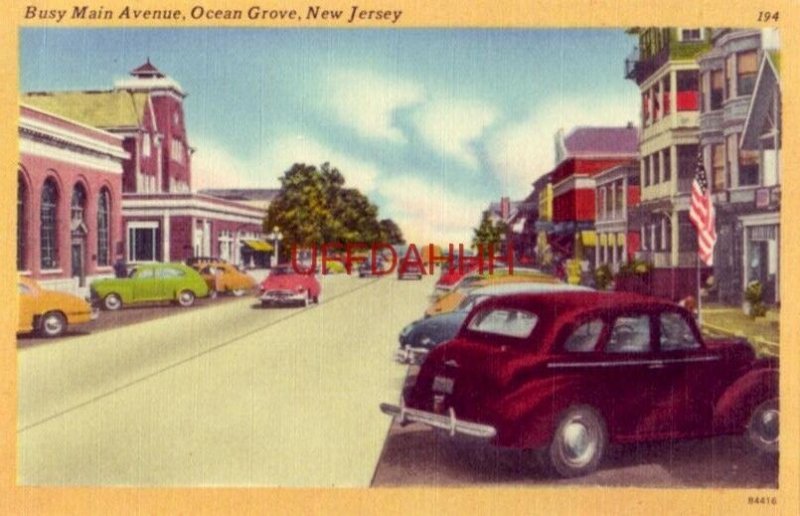 BUSY MAIN AVENUE, OCEAN GROVE, NEW JERSEY circa 1950