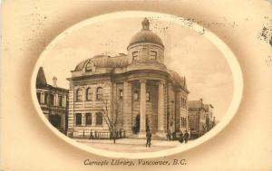 c1910 Lithograph Postcard; Carnegie Library, Vancouver BC Canada Posted