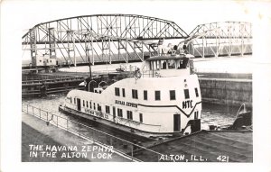 J61/ Alton Illinois RPPC Postcard c1950s Havana Zephyr Ship Lock 250