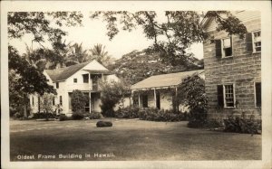 Hawaii HT HI Oldest Frame Building Real Photo Vintage Postcard