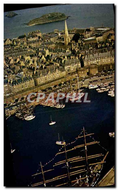 Modern Postcard Saint Malo Grand Sailboat in the Basin has Flot