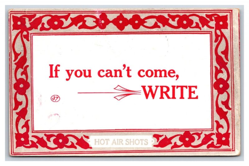 Motto Humor If You Cant Come -  Write  Hot Air Shots UNP DB Postcard S1