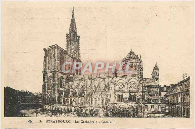 Old Postcard Strasbourg La Cathedrale South coast