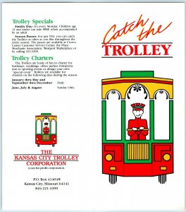 c1990s Kansas City MO Catch the Trolley Schedule Map Advertising Brochure Vtg 8A