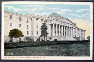 Vintage Postcard 1920 Main Building U.S. Naval Hospital Portsmouth Virginia