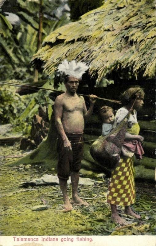 Costa Rica, C.A., Native Talamanca Indians going Fishing (1910s) Wimmer Postcard