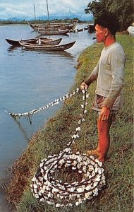 Fisherman near Quang Ngai pulls in his Nets Hong Kong Unused 