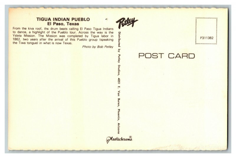 Tigua Indian Pueblo El Paso Texas Vintage Standard View Postcard