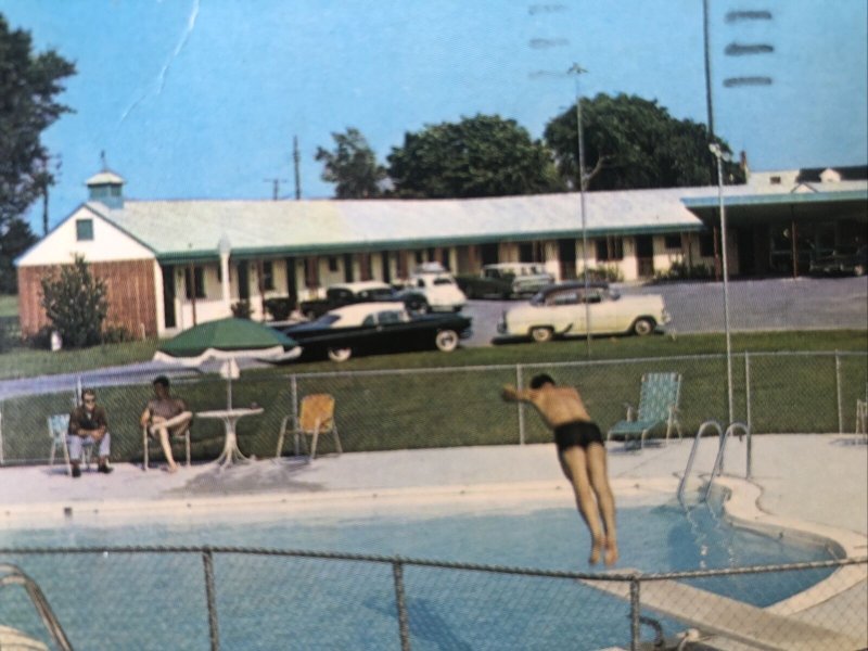 Lord Salisbury Motel Vtg Cars Poolside Scene Salisbury,MD Vtg 1950's Postcard 