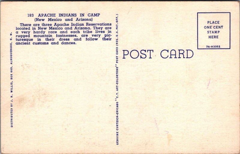 Postcard Native American Apache Indians in Camp New Mexico + Arizona