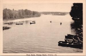 Wasaga Beach Ontario ON River Scene Boats on Water c1936 Postcard D68