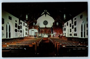Fort Leavenworth Kansas Postcard Historic Post Chapel Interior View 1960 Vintage