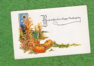 Best Wishes For A Happy Thanksgiving Early Postcard Embossed With Pumpkins