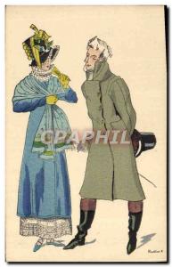 Old Postcard History of Costume French Empire 1814 Male Female