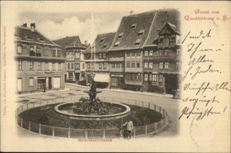 Gruss Aus Quedlinburg a.h Street Scene c1900 Postcard