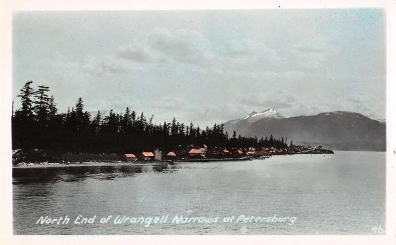 Petersburg Alaska Wrangell Narrows Tinted Real Photo Antique Postcards K39106