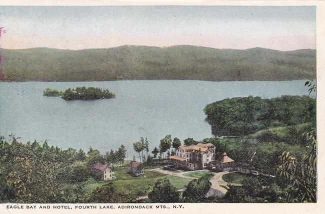 Eagle Bay and Hotel - Fourth Lake, Adirondacks, New York - WB