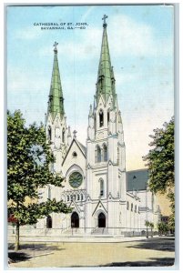 1953 Cathedral Of St. John Building Cross Tower Savannah Georgia GA Postcard