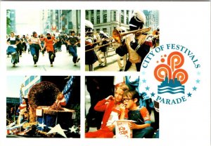 Milwaukee, WI Wisconsin CITY OF FESTIVALS PARADE Kids~Floats~Bands  4X6 Postcard