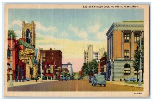 1947 Saginaw Street Looking North Exterior Building Road Flint Michigan Postcard