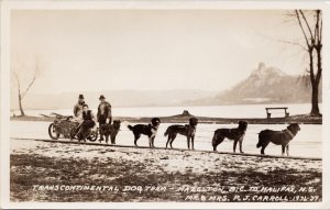 Mr & Mrs PJ Carroll Dog Team Hazelton BC to Halifax NS 1936-37 RPPC Postcard H55