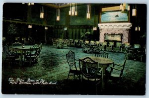 Great Falls Montana Postcard Palm Room Hotel Rainbow Interior View 1912 Vintage