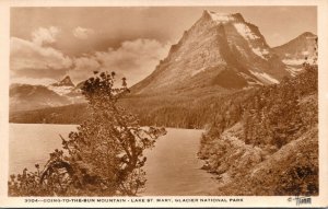 RPPC Going to the Sun Mountain Lake St Mary Glacier National Park MT Postcard L9
