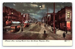 Postcard Kansas Ave. Looking North From 8th Street Topeka Kan. Kansas c1917