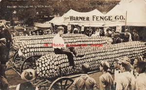 Exaggeration, RPPC, WH Martin, Large Corn, Warner Fence Advertising, Manitou OK