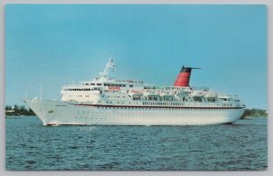 Ship~Cunard Princess & Stats On Back~Vintage Postcard 