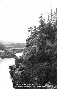 Rocks And Bridge Real Photo - St. Croix Falls, Wisconsin WI  