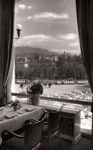 VINTAGE POSTCARD VIEW OF TOWN OF BADEN BADEN GERMANY FROM RESTURANT RPPC 1970s