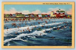 Ocean City New Jersey Postcard Street Bathing Beach Ocean c1940 Vintage Antique
