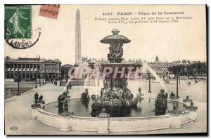 Postcard Old Paris Concorde Square D'Abord called Place Louis XV and place of...