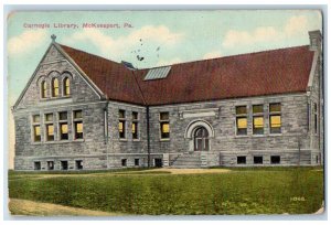 McKeesport Pennsylvania Postcard Carnegie Library Exterior c1911 Vintage Antique