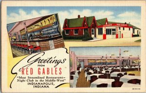 Red Gables Restaurant Night Club Indianapolis IN c1945 Vintage Postcard C56