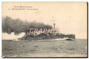 Old Postcard Boat War cruiser Edgar Quinet Breastplate