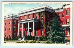 GREENVILLE, South Carolina SC ~ Woman's College FURMAN UNIVERSITY 1940s Postcard