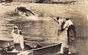 J31/ Manchester Iowa RPPC Postcard c1910 Exaggeration Martin Fishing  284