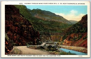 Vtg Thermopolis Wyoming WY Highway through Wind River Canyon 1940s View Postcard