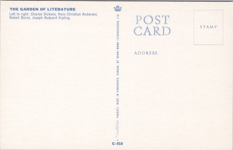 Garden Literature Writers Dickens Andersen Burns Kipling Wax Museum Postcard E79